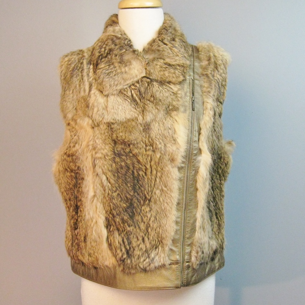 Christina Rotelli Leather and Rabbit Fur Vest